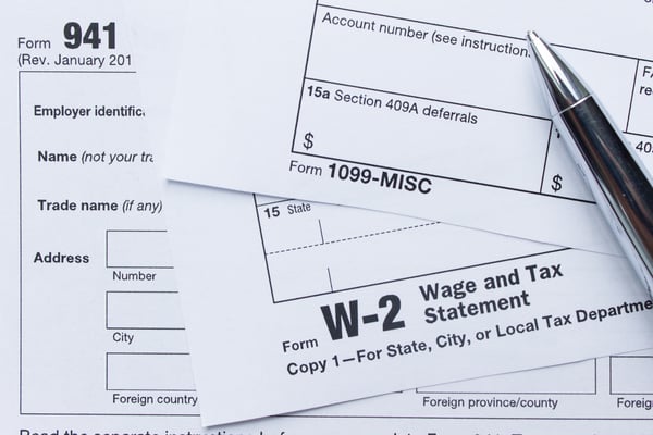 image of W-2 and 1099 tax form 
